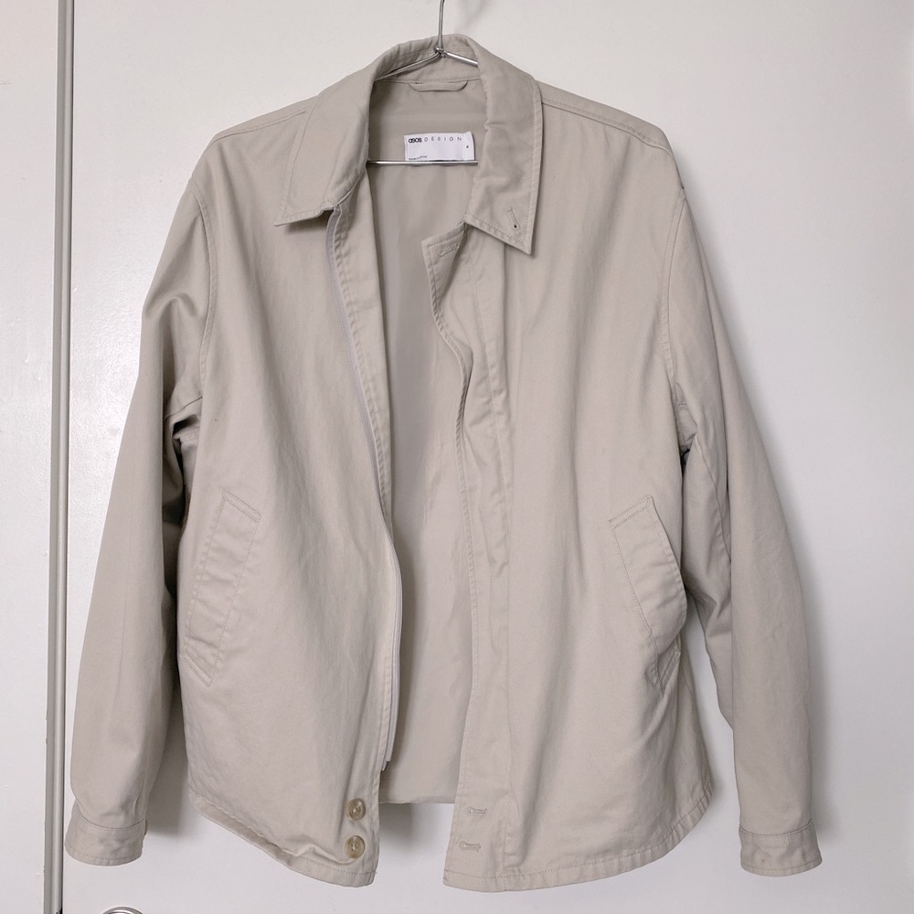ASOS Design Beige Zip-Up Jacket Medium - New